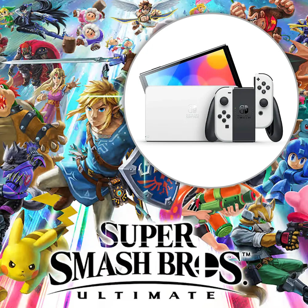 PACK CONSOLA NINTENDO SWITCH OLED BLANCO + VIDEOJUEGO SUPER SMASH BROS ULTIMATE