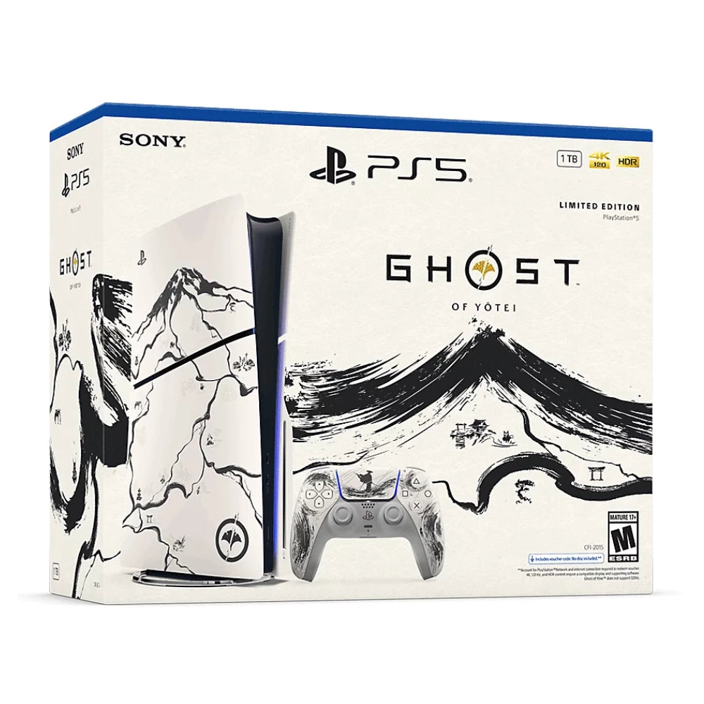 CONSOLA PLAYSTATION 5 SLIM CON LECTOR EDICION LIMITADA BLACK NEGRO GHOST OF YOTEI