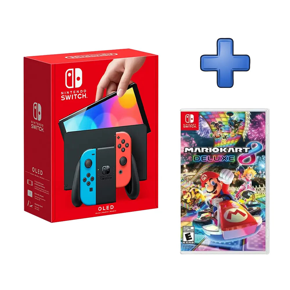 PACK NINTENDO SWITCH OLED NEON + VIDEOJUEGO MARIO KART 8 DELUXE