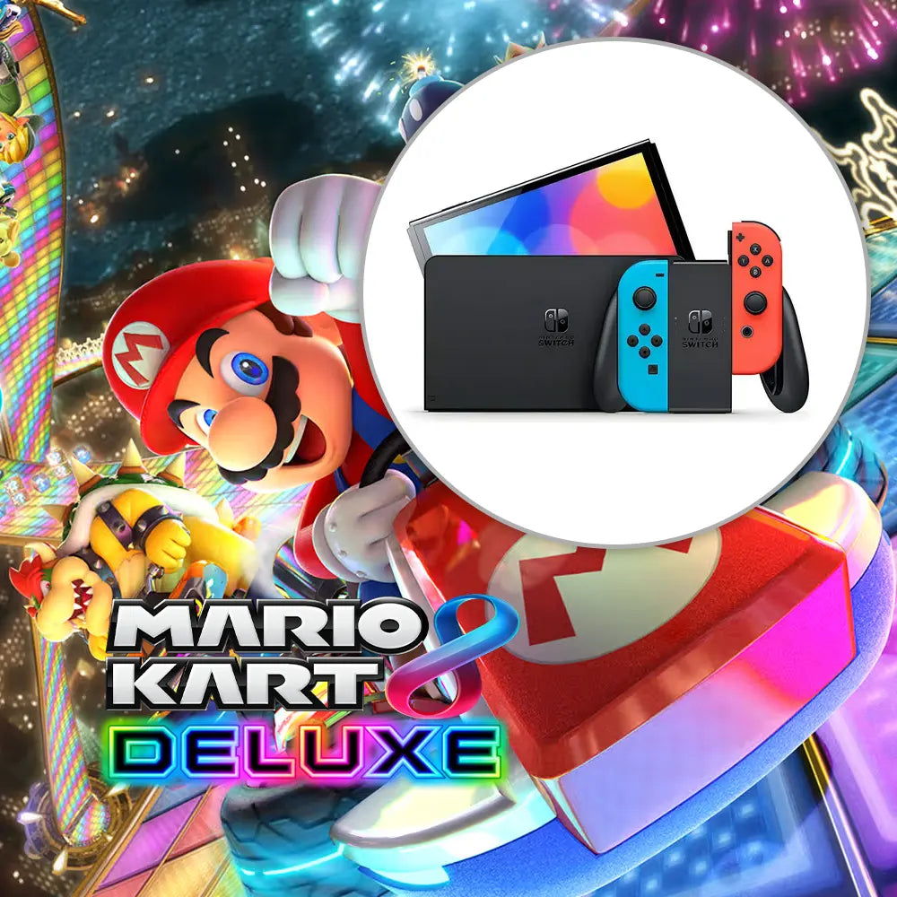 PACK NINTENDO SWITCH OLED NEON + VIDEOJUEGO MARIO KART 8 DELUXE
