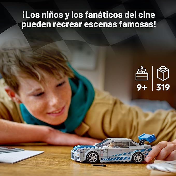 LEGO Speed Champions 2 Fast 2 Furious Nissan Skyline GT-R (R34) 76917 - kit de construcción de autos de carreras, coleccionable con minifigura Racer, juego 2023 para niños y niñas a partir de 9 años
