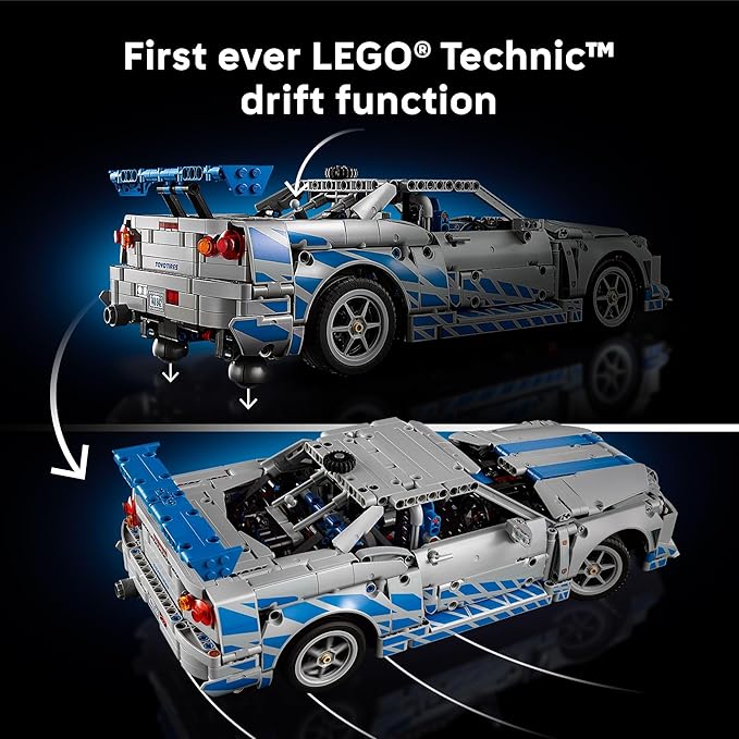 LEGO Technic 2 Fast 2 Furious Nissan Skyline GT-R (R34) Coche - Kit de bricolaje y juego de construcción para adultos - Modelo coleccionable de corredor callejero con función de derrape