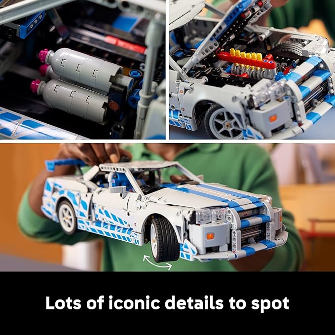 LEGO Technic 2 Fast 2 Furious Nissan Skyline GT-R (R34) Coche - Kit de bricolaje y juego de construcción para adultos - Modelo coleccionable de corredor callejero con función de derrape