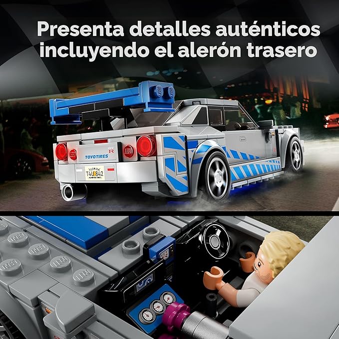 LEGO Speed Champions 2 Fast 2 Furious Nissan Skyline GT-R (R34) 76917 - kit de construcción de autos de carreras, coleccionable con minifigura Racer, juego 2023 para niños y niñas a partir de 9 años
