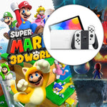 ACK CONSOLA NINTENDO SWITCH OLED BLANCO + VIDEOJUEGO MARIO 3D WORLD + BOWSER FURY + MICA GLASS PARA SWITCH