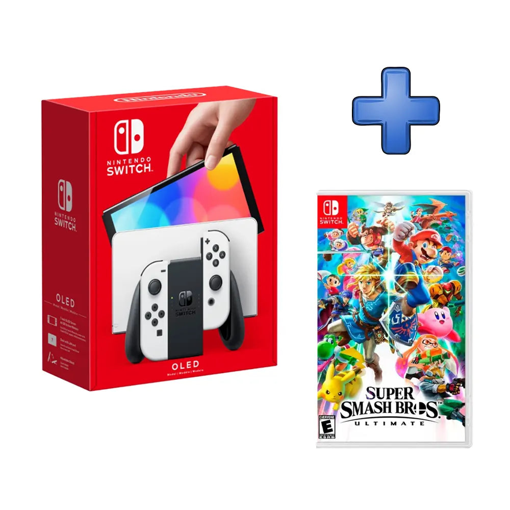 PACK CONSOLA NINTENDO SWITCH OLED BLANCO + VIDEOJUEGO SUPER SMASH BROS ULTIMATE