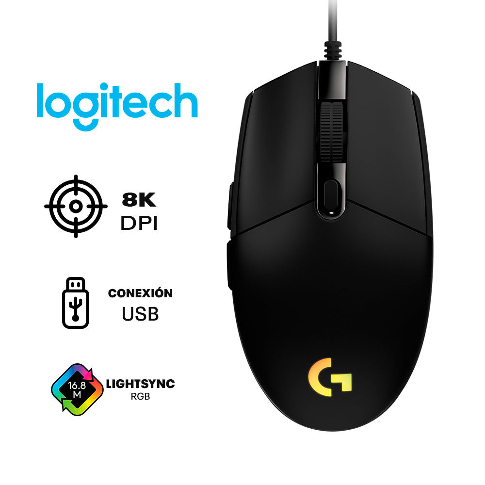 MOUSE LOGITECH G203 LIGHTSYNC | 8,000 DPI | RGB | NEGRO
